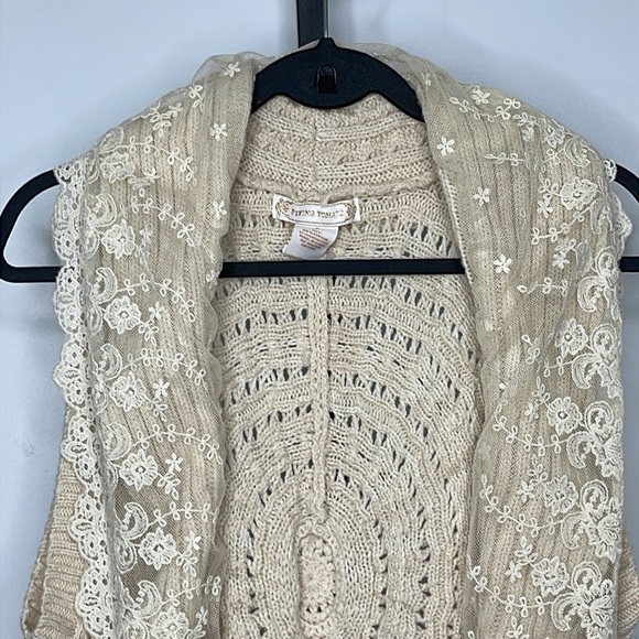 Flying Tomato Lace Sweater Vest Cardigan Ivory Women's Sleeveless Size Small - Picture 3 of 12